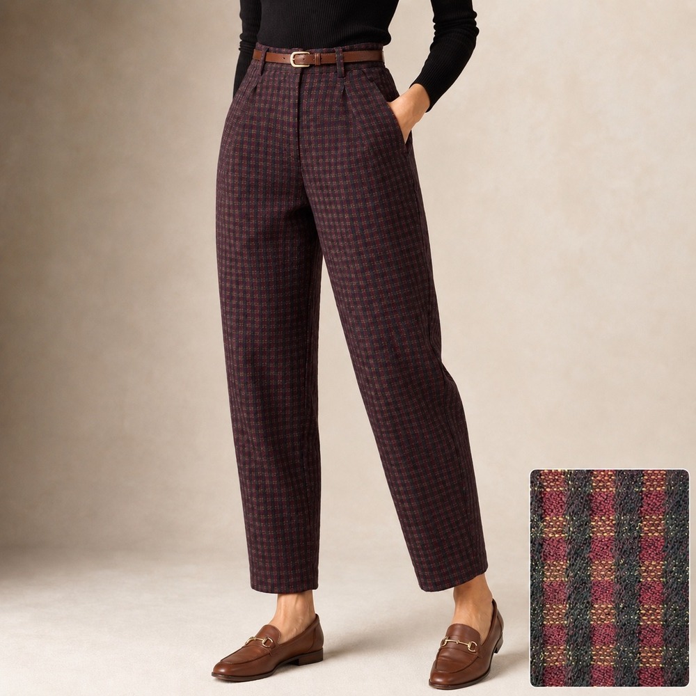 Christian Dior VINTAGE Wool Dress Pants (6/28" Waist) Plaid Lined Luxe USA Made